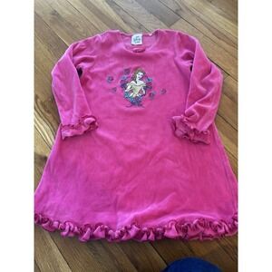The Disney Store Belle Beauty And Beast Pink Embroidered Ruffle Dress Girls Sz 6